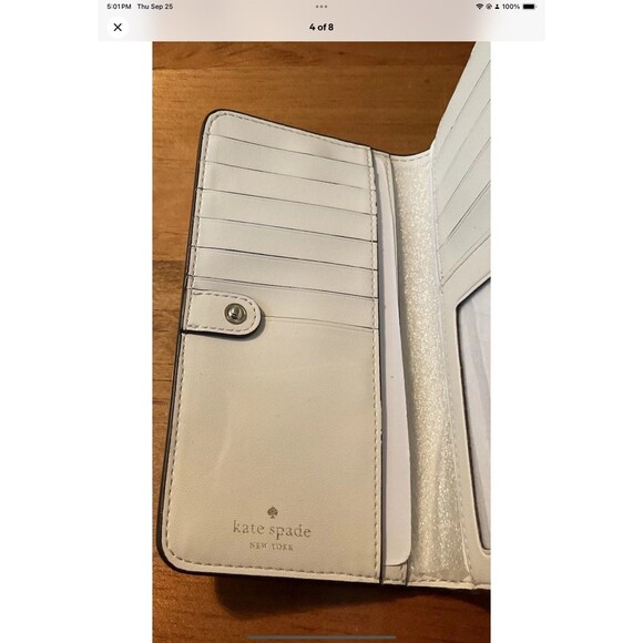 Kate Spade Darcy Large Slim Bifold Leather Wallet In Warm White NEW WITHOUT TAG - Picture 4 of 8